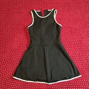 Black Sleeveless Dress with White Trim